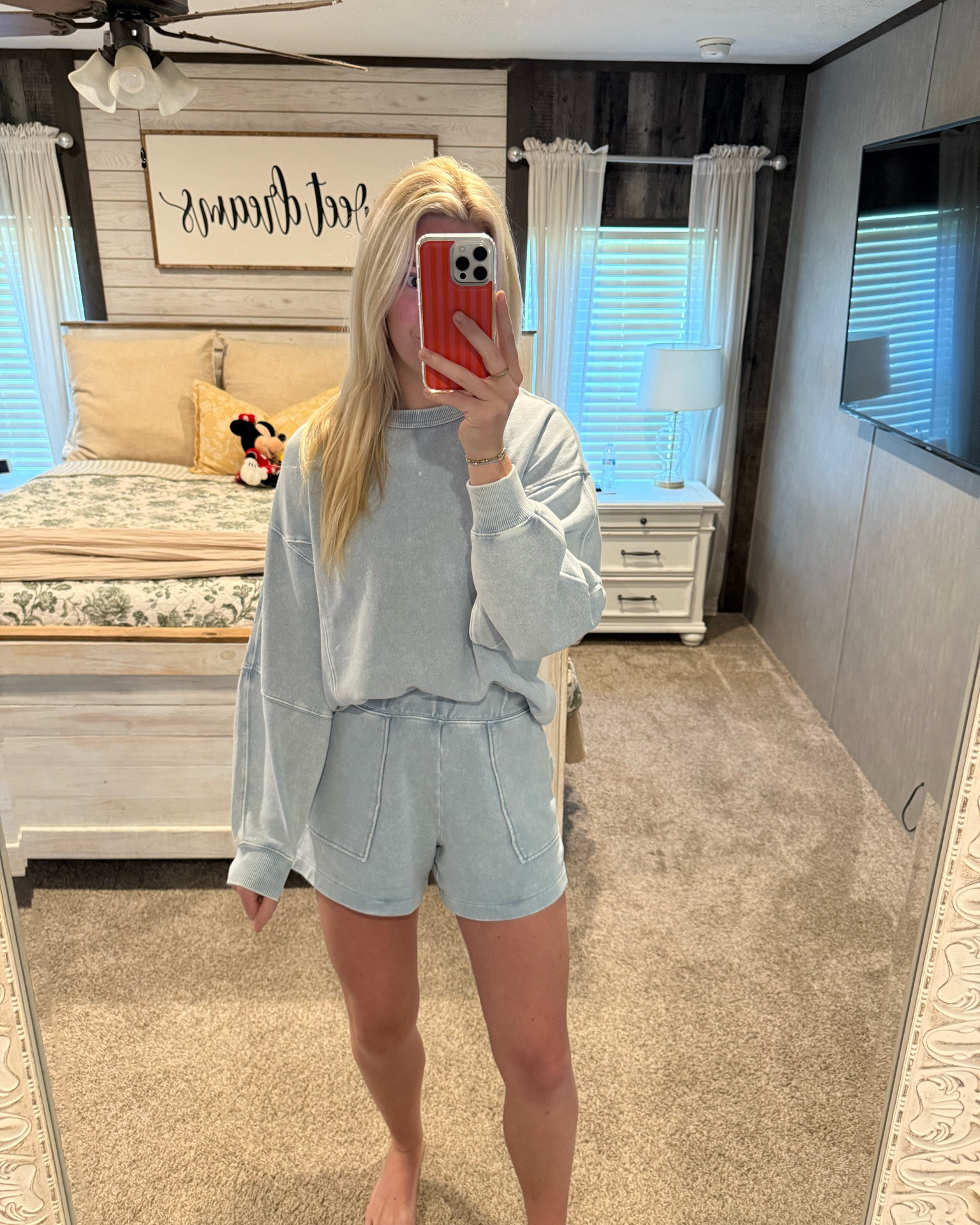 Cute & comfy aerie set! Wearing a medium could’ve done a small runs oversized

#LTKootd #LTKSaleAlert #LTKTall