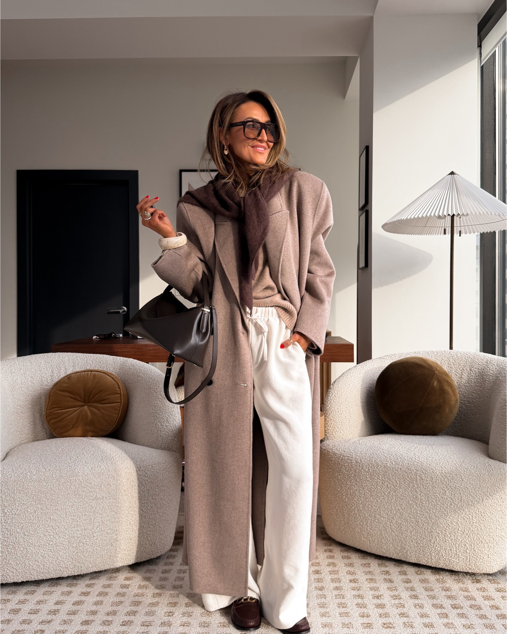 How I’m styling the viral Aritzia pull up pants right now! Size small, coat xs (fits oversized) wool triangle scarf 
Sezane loafers and my favorite cashmere sweater xs 

#LTKOver40 #LTKSeasonal #LTKootd