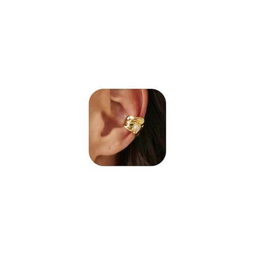 Chunky Gold Pearl Ear Cuff for Women Non-Piercing Cartilage Clip-On Earrings Trendy Jewelry Gift | Amazon (US)