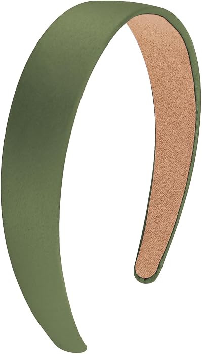 Olive Green Headband 1.2 Inch Wide Silk Satin Headband Women Non Slip Fashion Plain Solid Hair Ba... | Amazon (US)