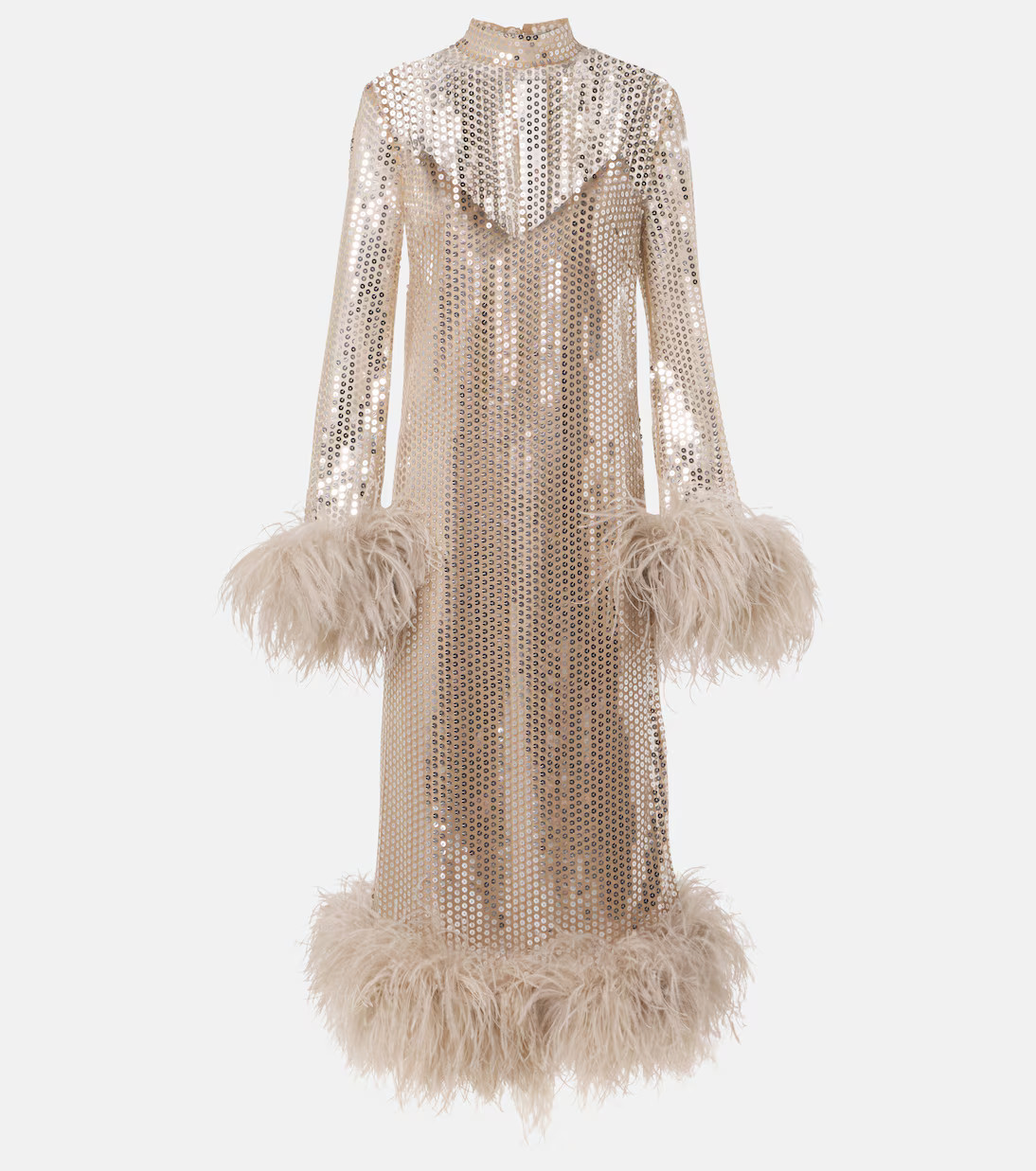 Gina Venti feather-trimmed midi dress | Mytheresa (US/CA)