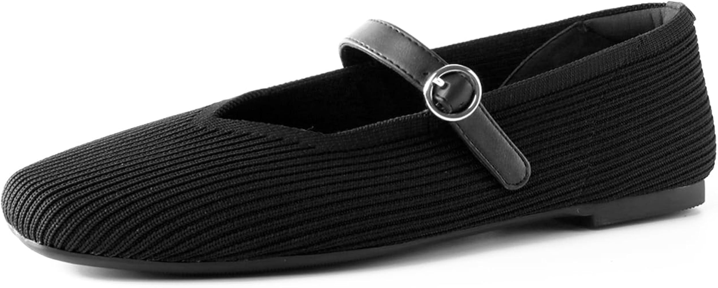Mary Jane Ballet Knit Flats for Women Shoes Square Toe Flats Washable Shoes with Straps Comfort O... | Amazon (US)