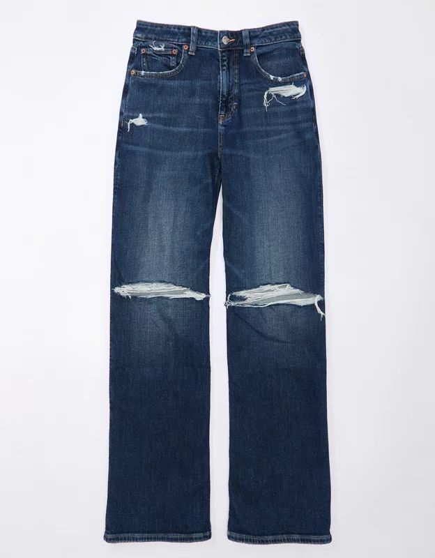 AE Dreamy Drape Stretch Ripped Super High-Waisted Baggy Wide-Leg Jean | American Eagle Outfitters (US & CA)