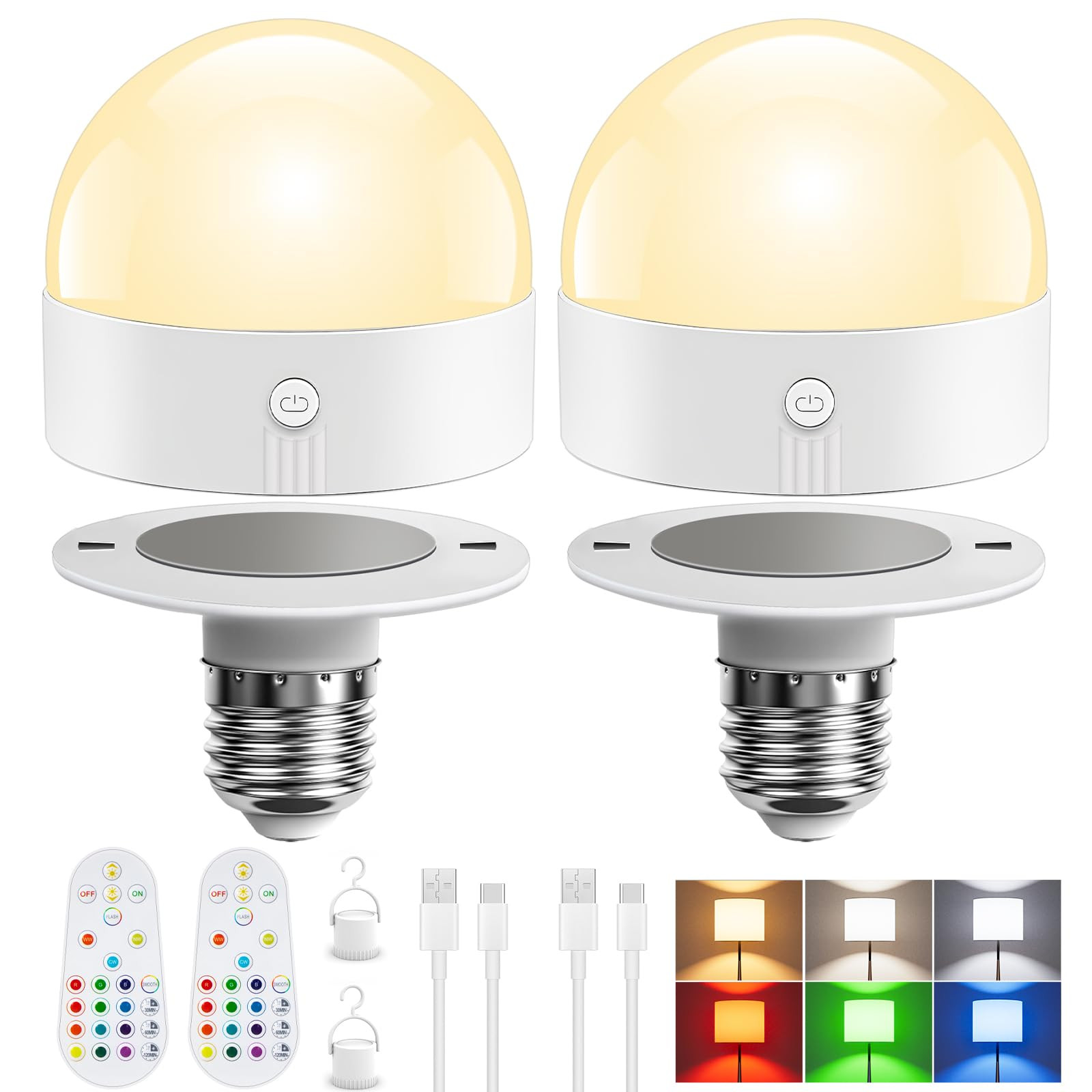 TJOY E26 Rechargeable Light Bulb with Remote and Timer, Battery Operated Bulb with 3 Color Temper... | Amazon (US)