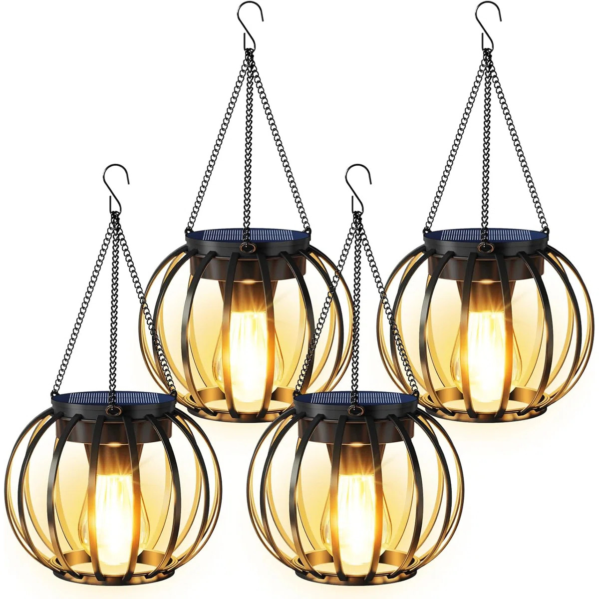 Solar Lanterns Outdoor Waterproof, Upgraded Metal Hanging Solar Lights Outdoor Lanterns, Brighter... | Wayfair North America