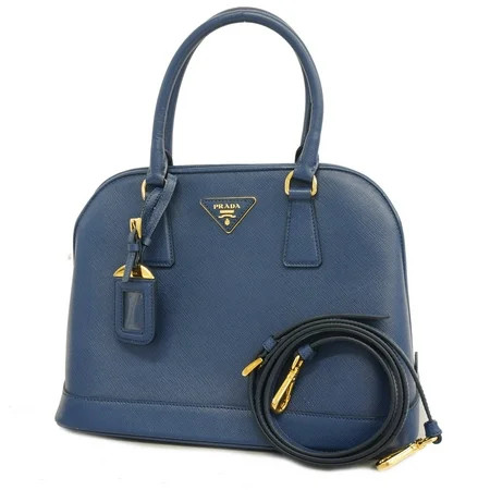 Used Auth Prada Saffiano 2WAY Bag Women s Leather Handbag Shoulder Bag Blue | Walmart (US)