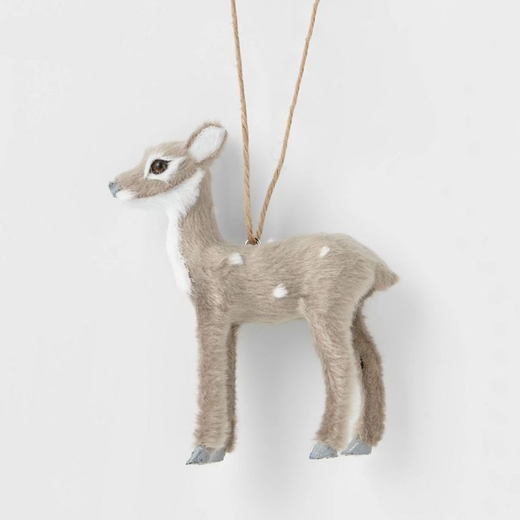 Faux Fur Deer Christmas Tree Ornament Gray with Spots - Wondershop™ | Target