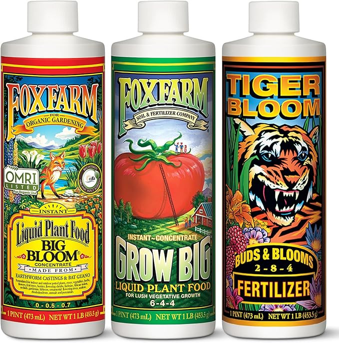 FoxFarm Fertilizer Soil Trio Liquid Nutrient: Tiger Bloom, Grow Big, Big Bloom Bottles - (Pack of... | Amazon (US)