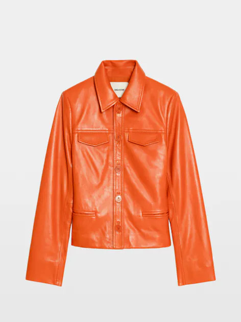 Liam Leather Jacket Tangerine for Women | Zadig&Voltaire | Zadig et Voltaire (US)