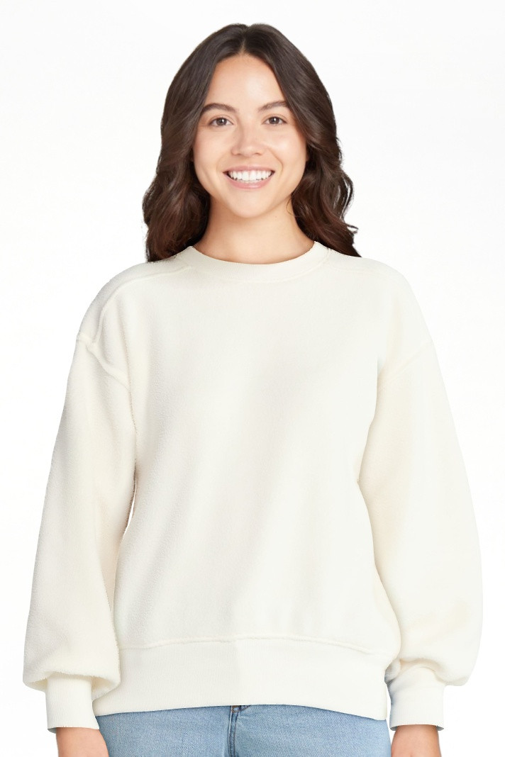 Time and Tru Women's Reverse Fleece Pullover Sweatshirt, XS-XXXL - Walmart.com | Walmart (US)