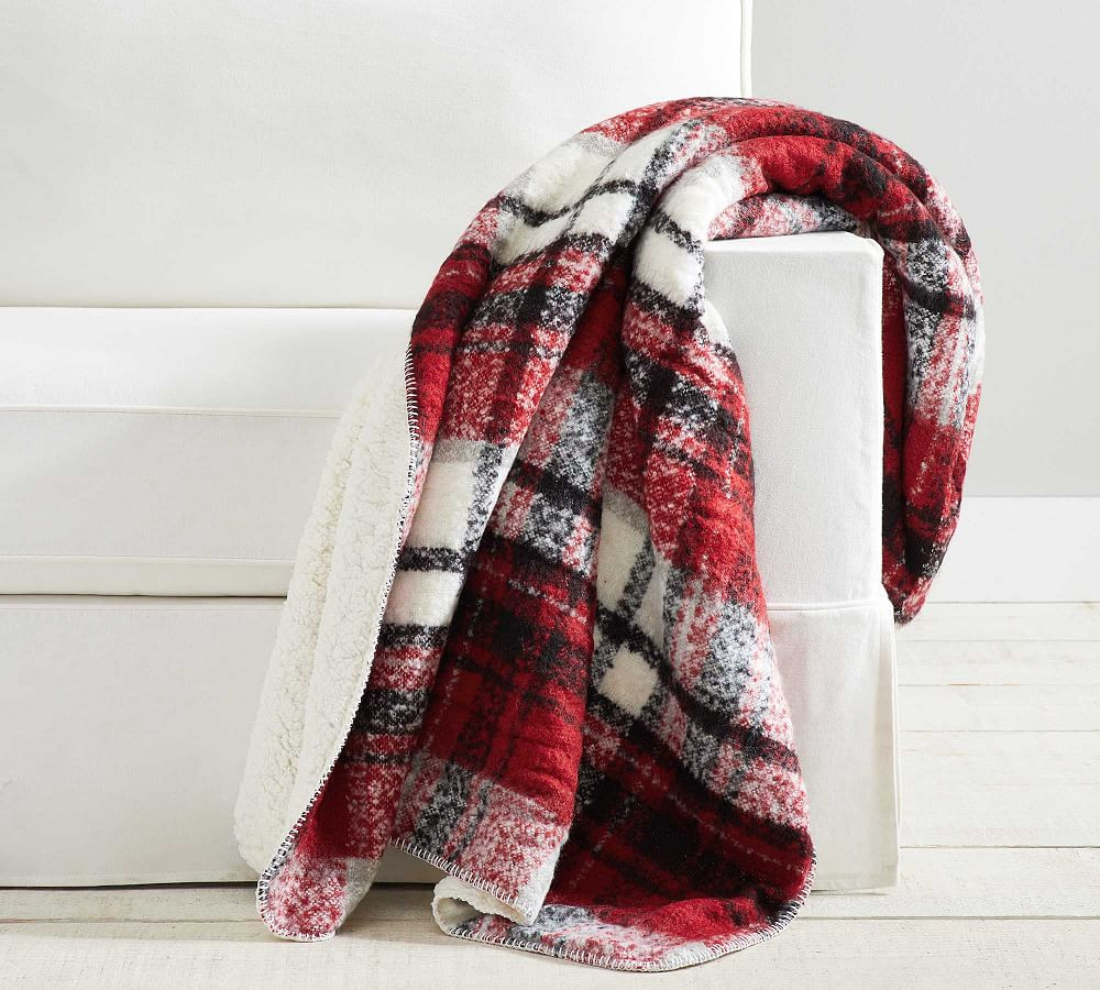 Lodge Plaid Sherpa Back Throw | Pottery Barn (US)