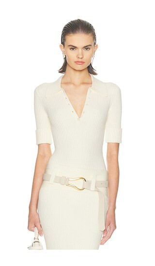 Devora Polo Bodysuit in Ivory | Revolve Clothing (Global)