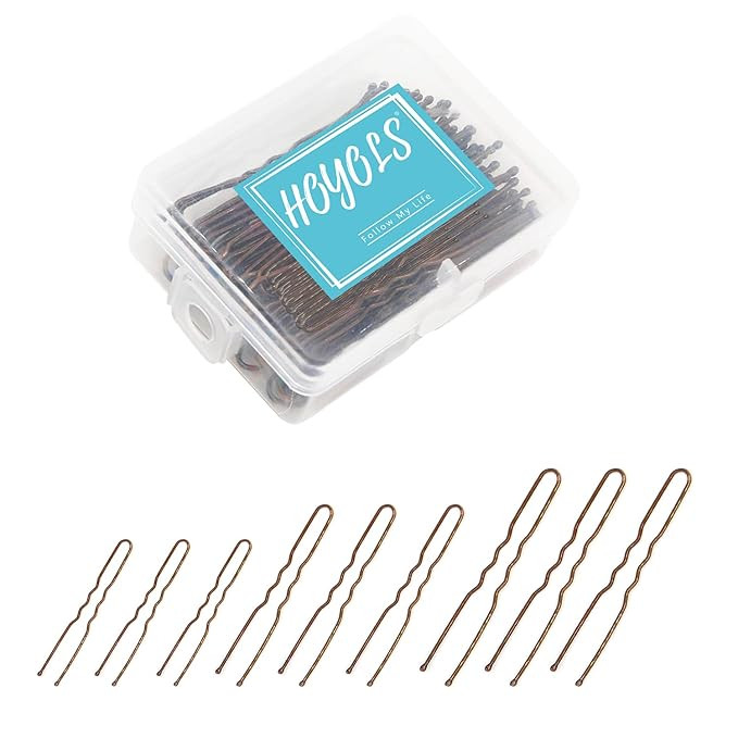 HOYOLS U Shaped Hair Pins Brown, Assorted Size U Shape Bobby Pins, Metal Bun Clips Hairpin Crimpe... | Amazon (US)