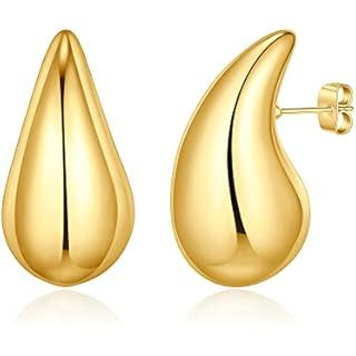 Ascona 25/32/47mm Chunky Gold Hoop Earrings for Women | Lightweight Tear Drop Earrings | Gold Dro... | Amazon (US)