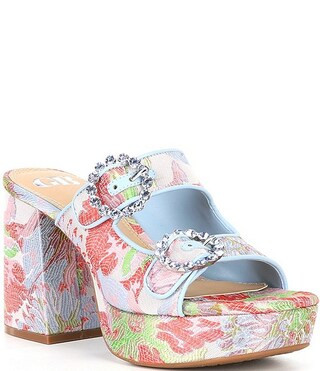 GB Deja-Vu Jacquard Rhinestone Buckle Platform Sandals | Dillard's | Dillard's