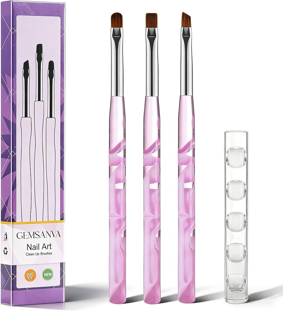 4Pcs Nail Art Cleanup Brushes,Clean Polish Mistakes Tools & Holder | Amazon (US)