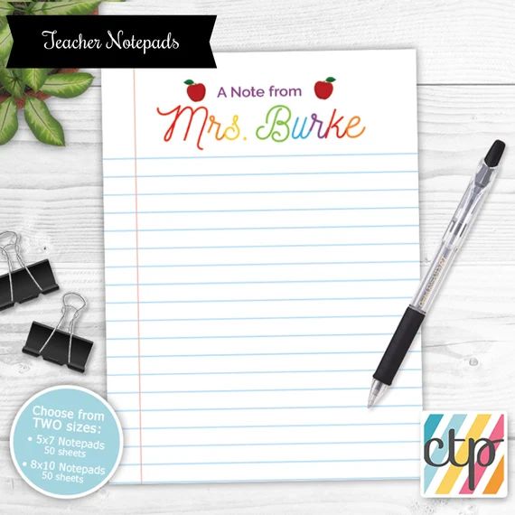 Teacher Notepad, Personalized Notepad, Teacher Appreciation Gift, Teacher Gifts, | Etsy (US)