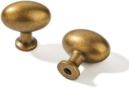 Khtumeware 10 Pack Brass Oval Drawer Knobs - 1-3/8" (35mm) Vintage Cabinet Hardware for Dresser &... | Amazon (US)