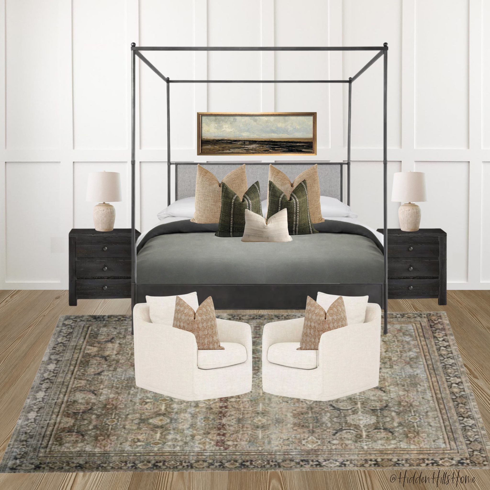 Perran Upholstered Canopy Bed curated on LTK