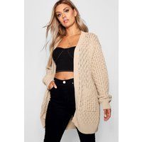 Womens Plus Crochet Knitted Oversized Cardigan - Beige - 20, Beige | Boohoo.com (UK & IE)