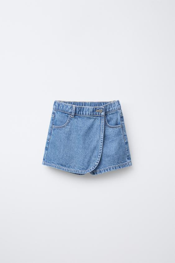 HIGH WAIST HEART BUTTON DENIM SKORT | Zara US