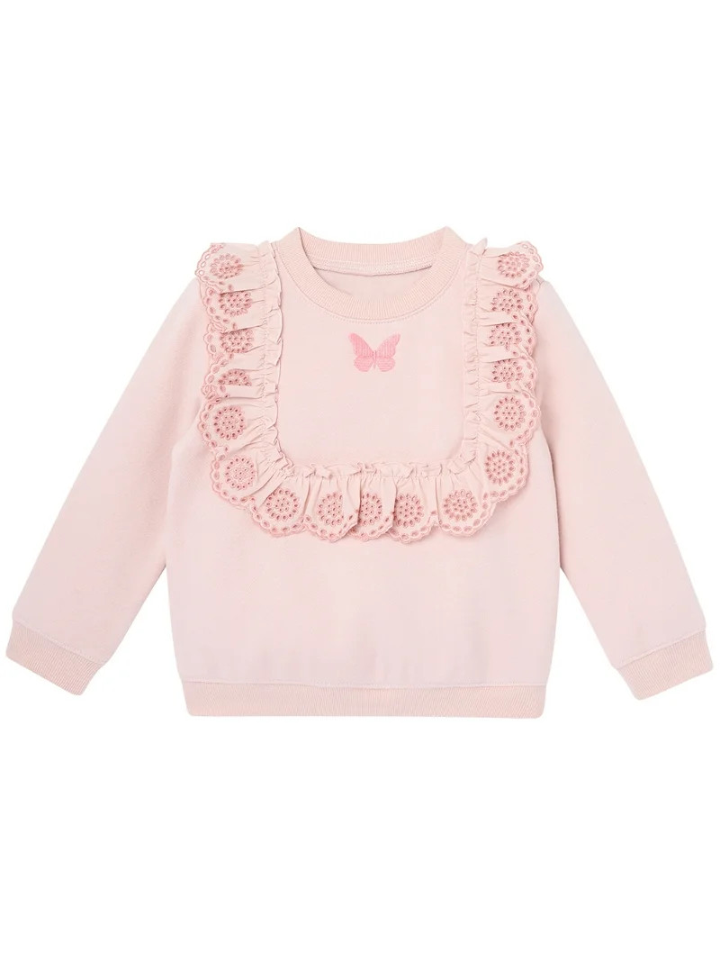 Modern Moments Toddler Girl Glinda Wicked Eyelet Ruffle Sweatshirt, Sizes 12 Months - 5T | Walmart (US)