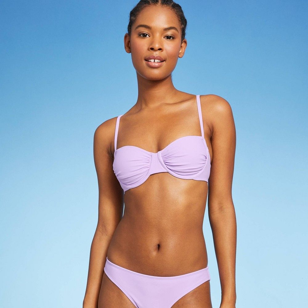 Juniors' Shirred Underwire Bikini Top - Xhilaration Lilac Purple L | Target