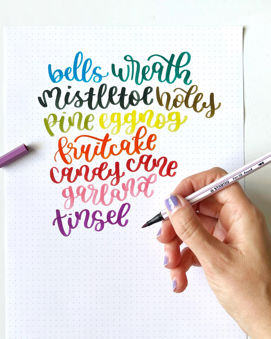 Festive swatching 🌈✍🏻

The STABILO Pen 68 Brush 10-Color Set doesn’t disappoint. Thanks to @stabilousa for keeping me stocked with my fave brush pen. Not sure what I did to get on the nice list, but I am not going to question it. 😜

Linked in bio. And if you need more colors, they have those too.
.
.
.
#stabilocreativeholidays #stabilo #stabilobrushpen #brushpen #brushlettering #brushcalligraphy #brushscript #brushpens #brushpenlettering #brushpencalligraphy #brushpenpractice #brushpenletteringpractice #swatching #swatchingmycollection #colorswatch #colorswatches #letteringvideo #letteringvideos #brushletteringvideo #letteringreel #artreel #holidaywords #holidayart