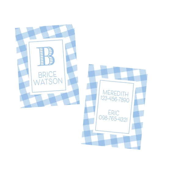 Gingham luggage tag Diaper bag tag Boys luggage tag Boys | Etsy | Etsy (US)