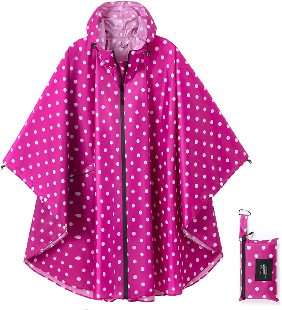 Rain Poncho Jacket Coat Hooded Zipper Style for Women/Men/Adult with Pocket | Amazon (US)