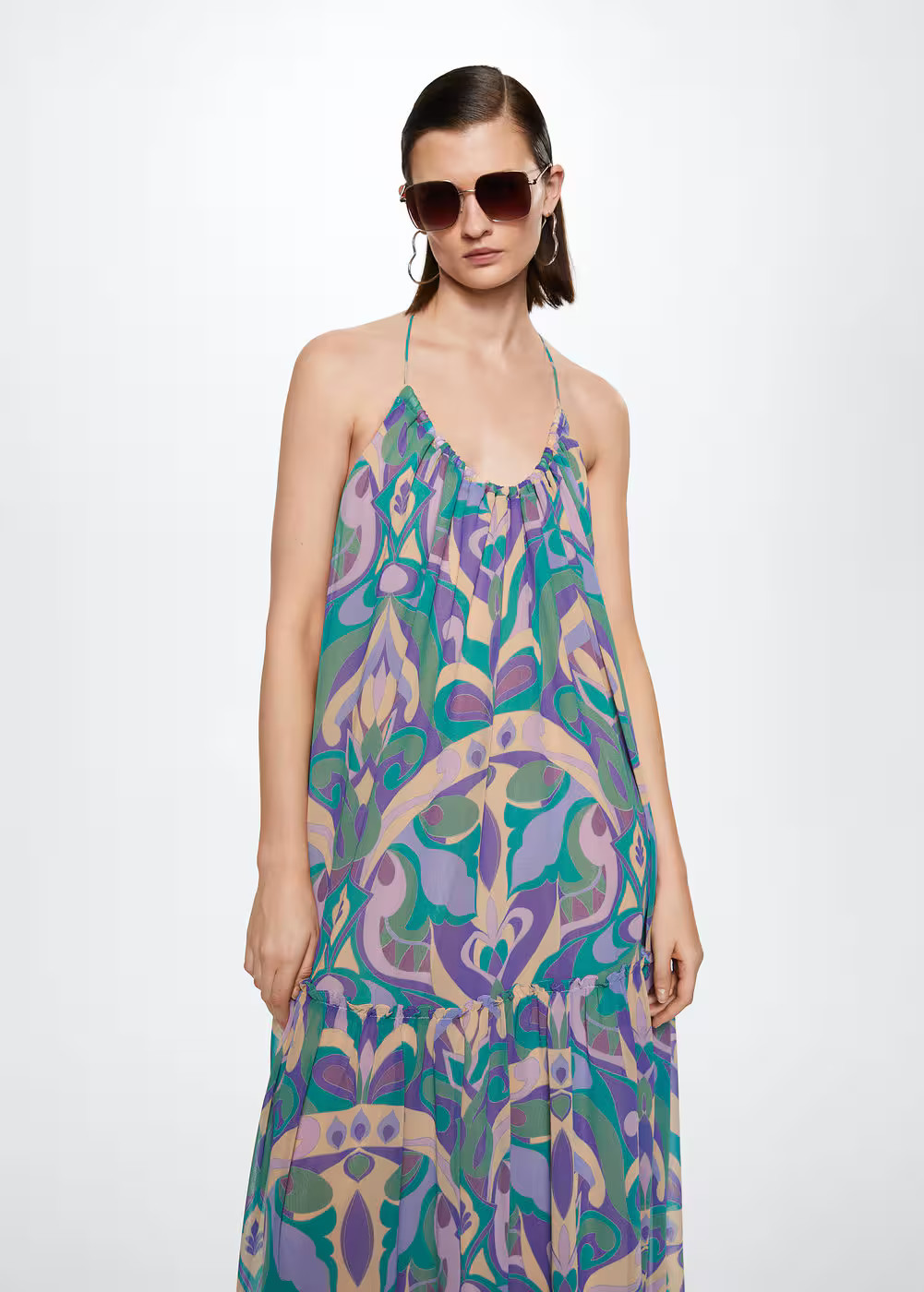 Open back printed dress -  Women | Mango USA | MANGO (US)