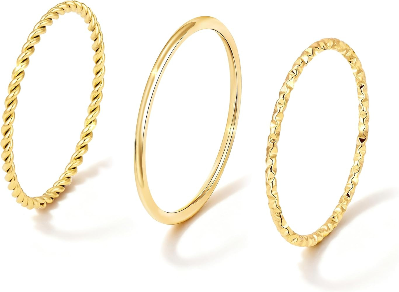 Gold Rings for Women Non Tarnish, Dainty 14K Gold Plated Stackable Thin Thumb Ring Set Trendy Pin... | Amazon (US)