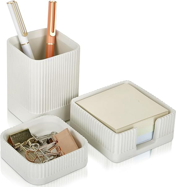 Aesthetic Desk Organizer Set of 3 For Your Office - Sturdy Concrete Desktop Accessories For Women... | Amazon (US)