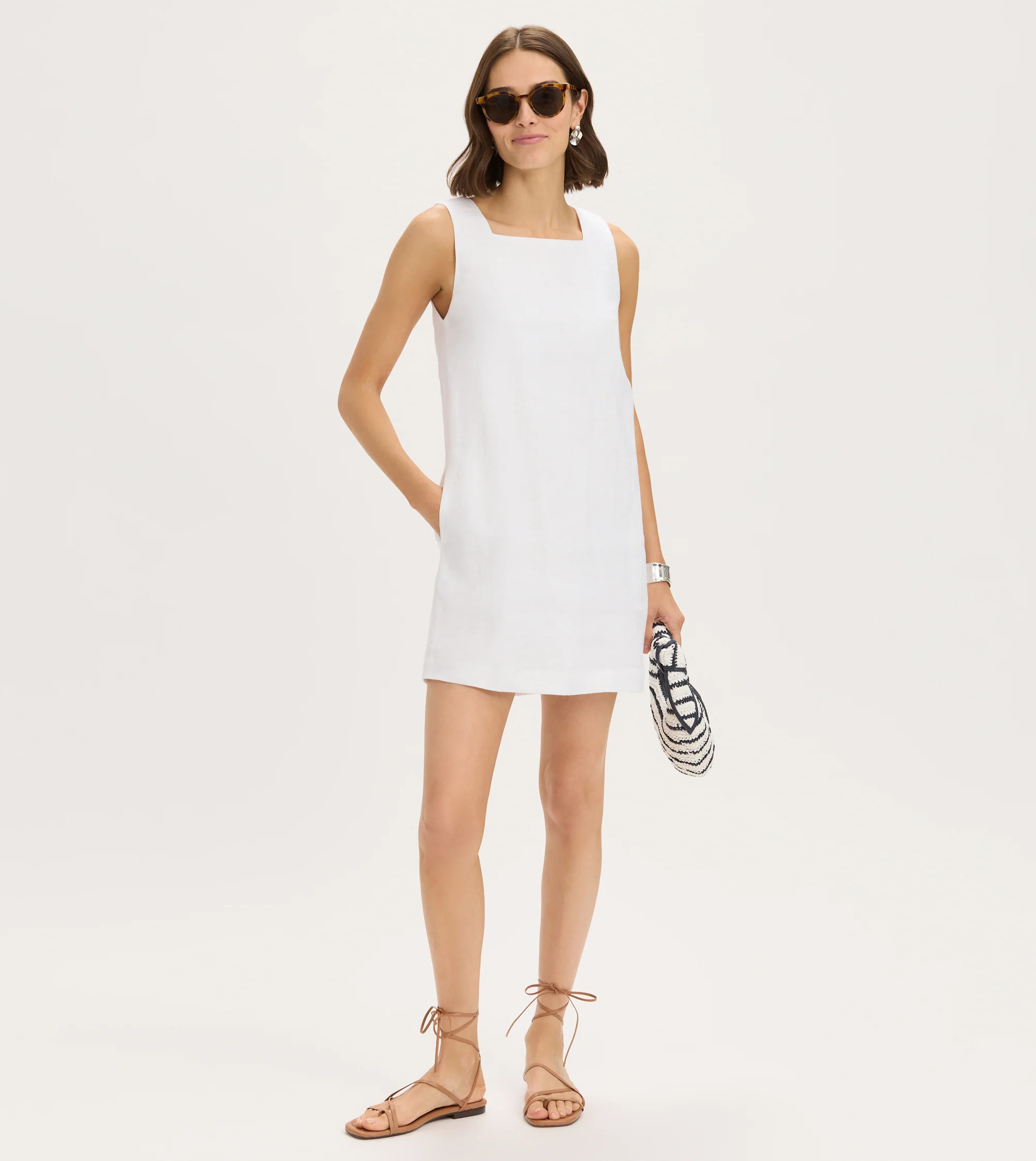 Square Neck Linen Shift Dress | Renwick
