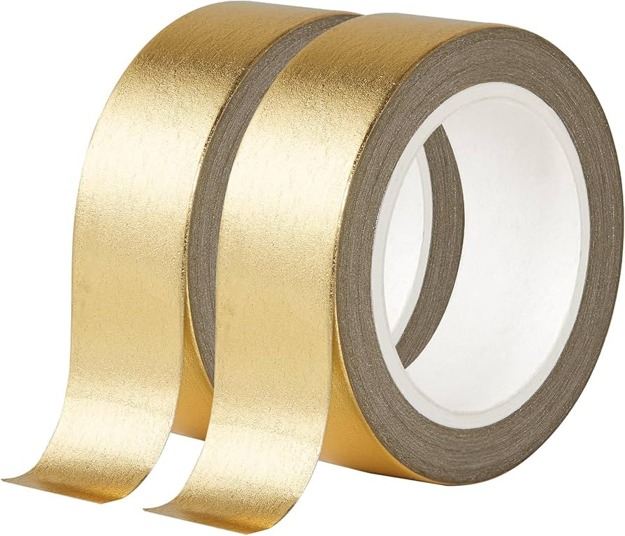 QDiShi 2 Rolls Gold Washi Tape for Wall Decor, Decorative, Foil Masking Tape, Low Tack, Self Adhe... | Amazon (US)