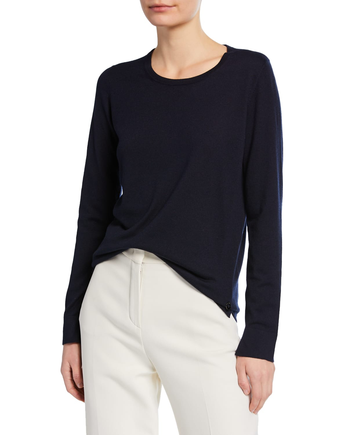 Featherweight Crewneck Long-Sleeve Cashmere T-Shirt | Neiman Marcus