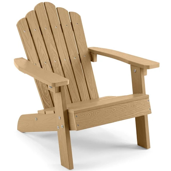 Costway Kids Adirondack Chair, All-weather Outdoor Chair for Kids with Tilted High Backrest Brown | Walmart (US)