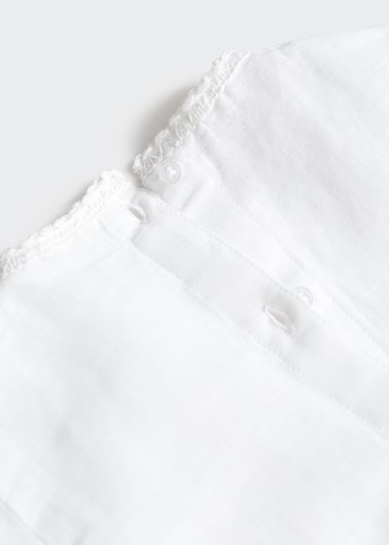 Embroidered linen-blend blouse -  Girls | Mango Kids United Kingdom | MANGO (UK)