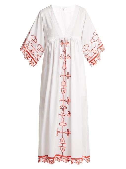 Peony embroidered cotton midi dress | Ganni | Matches (UK)
