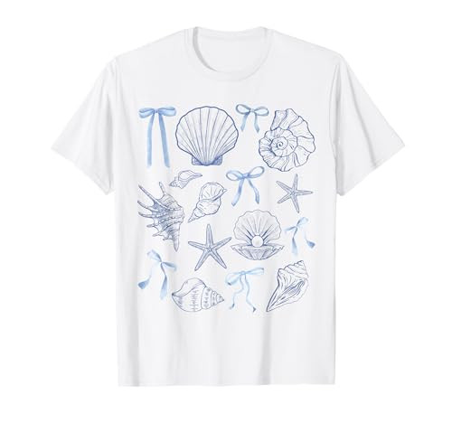 Seashell Coquette Bow Hawaii Beach Summer Vacation Family T-Shirt | Amazon (US)