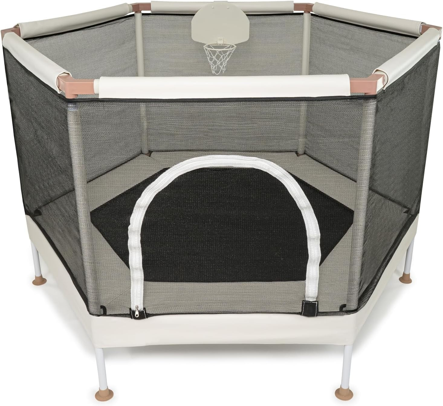 Kids Trampoline, Aesthetic Indoor and Outdoor Toddler Trampoline with Safety Net, Basketball Hoop... | Walmart (US)