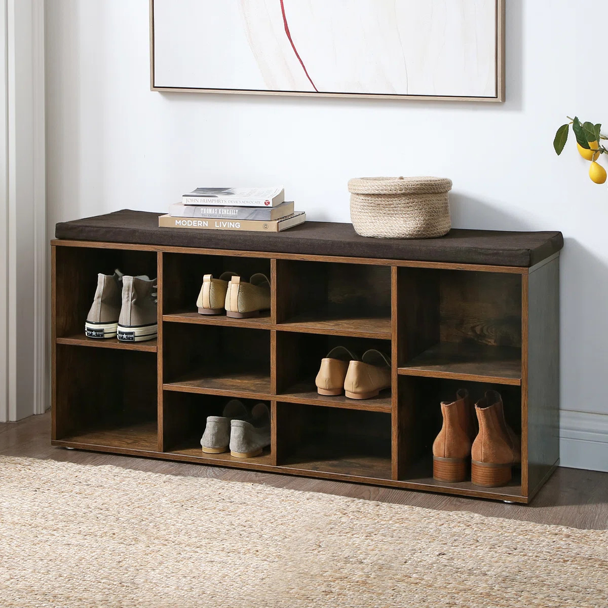 Arney 10 Pair Shoe Storage Bench with Adjustable Shelves | Wayfair North America