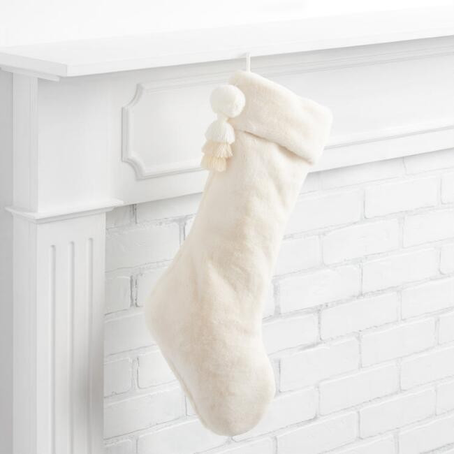 Plush Pom Pom Christmas Stocking | World Market