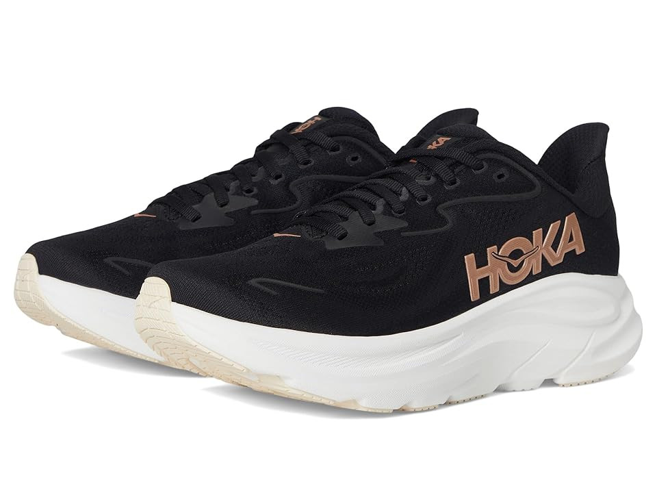 Hoka Clifton 10 Women's Shoes Black/Rose Gold : 9.5 B - Medium | Zappos