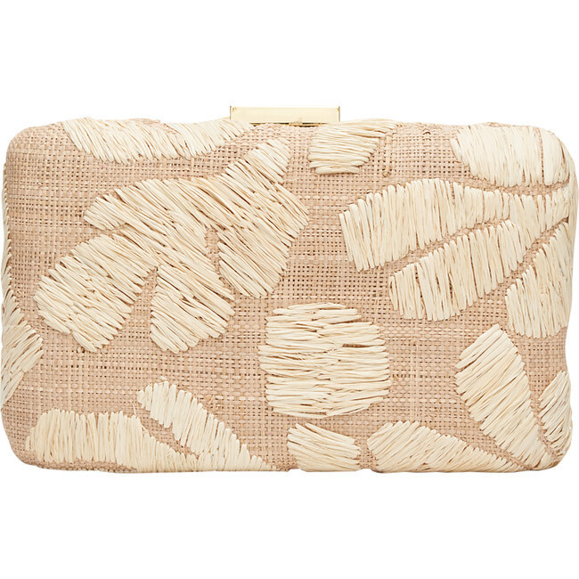 Women's Frances Hand Embroidered Rafia Clutch, Natural | Maisonette