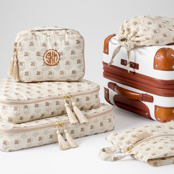 5 Piece Block Print Packing Cube Set | Mark and Graham