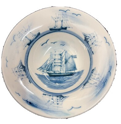Oxney Green Nautical Sailing Ships Blue Salad Plate 8.5" great w minor flaws  | eBay | eBay US