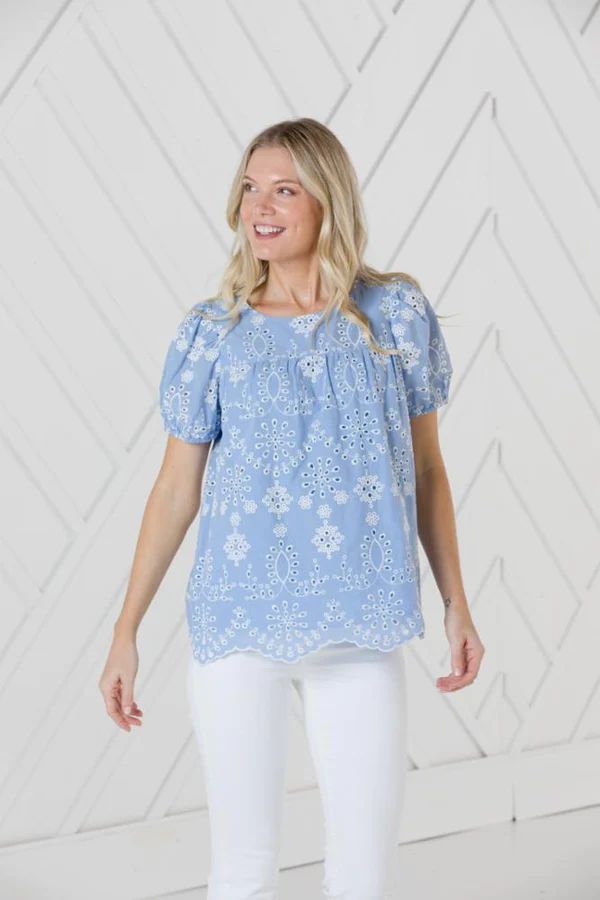 Embroidered Puff Sleeve Top | Sail to Sable