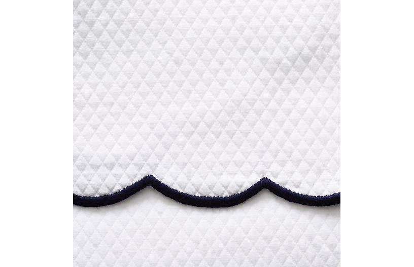 Isabel Scalloped Coverlet, Navy | One Kings Lane