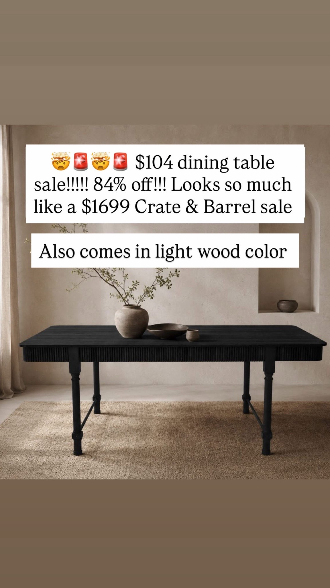 🤯🚨🤯🚨 $104 dining table sale!!!!! 84% off!!! Looks so much like a $1699 Crate & Barrel sale 

Also comes in light wood color

#LTKHome #LTKSaleAlert #LTKfoodie
